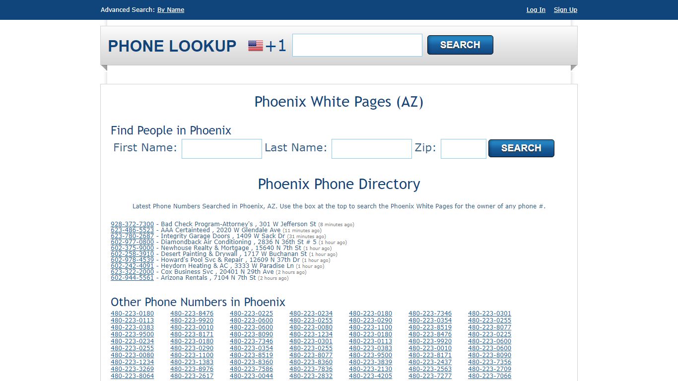 Phoenix White Pages - Phoenix Phone Directory Lookup